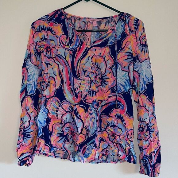 Lilly Pulitzer Willa Top in Nauti Navy SIZE XXS - Picture 1 of 3